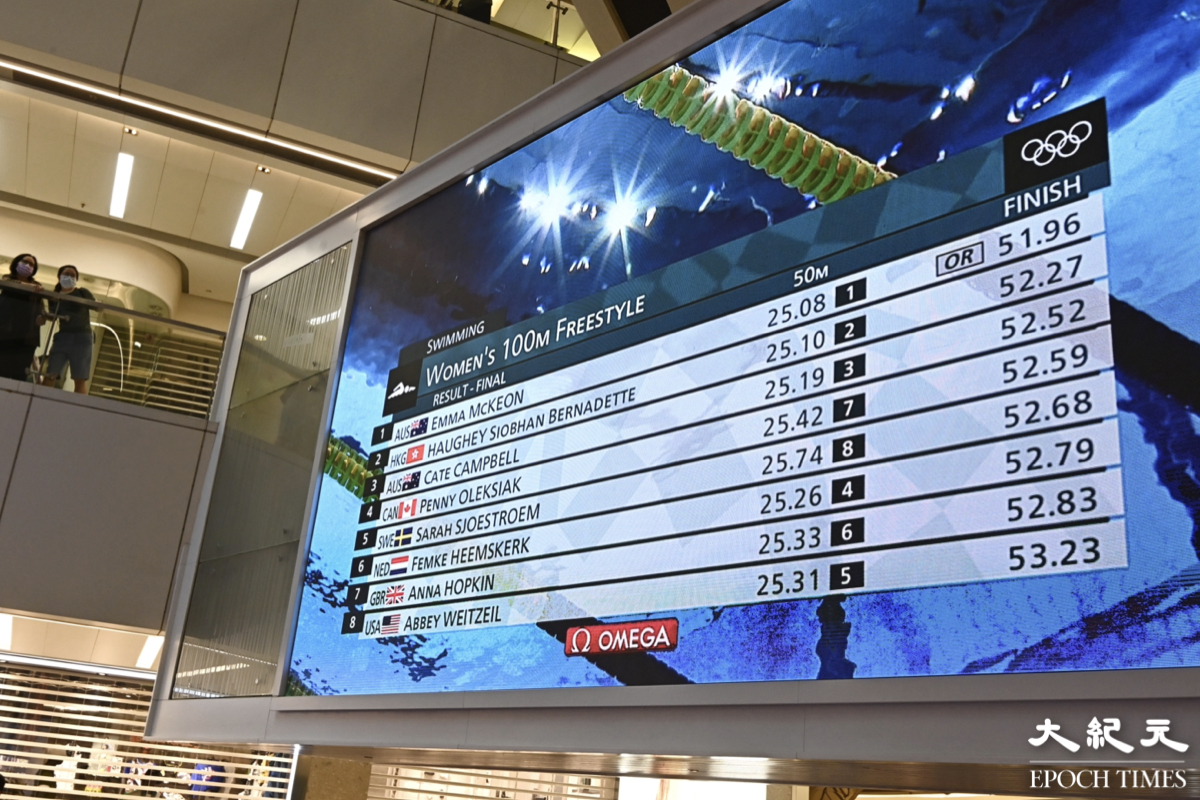 喜訊 東奧7 30 何詩蓓100米自由泳奪銀以52 27秒三破亞洲紀錄 大紀元時報香港 獨立敢言的良心媒體