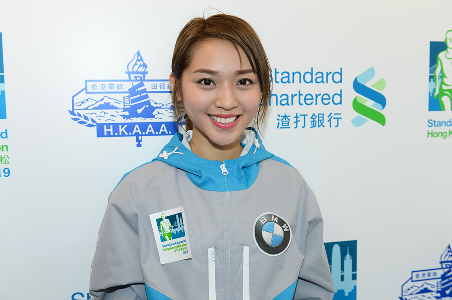 TVB藝人林穎彤首次參與渣馬賽事，出戰十公里賽，在1小時14分鐘26秒完成，成績比預計中更好。（宋碧龍/大紀元）
