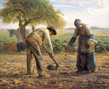 《馬鈴薯種植者》(Les planteurs de pommes de terre),布面油畫,1862年作,波士頓美術館藏。(維基百科公共領域)