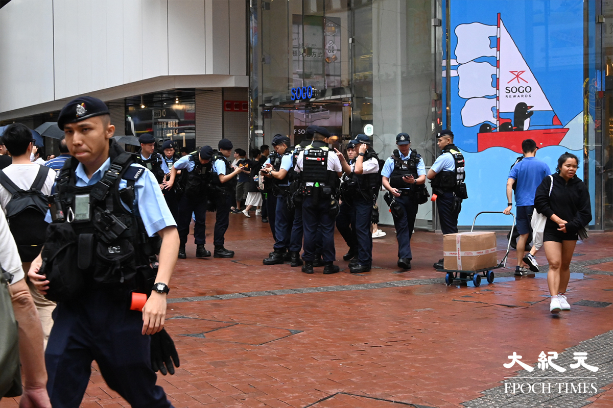 警方連日在銅鑼灣部署警力。（蔡文昕／大紀元）