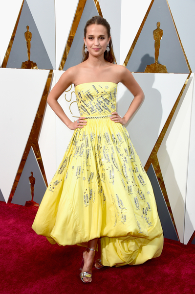 《丹麥女孩》（The Danish Girl）女配角艾莉西亞菲瑾德（Alicia Vikander）。（Jason Merritt/Getty Images）